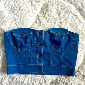 Strapless Denim Bustier Top